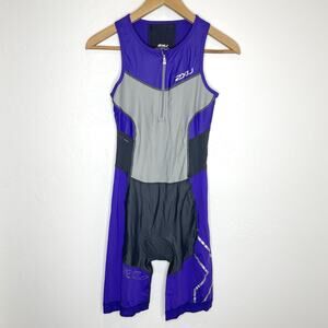 2XU G:2 Compression Tri Suit Womens Medium Purple Silver Triathlon